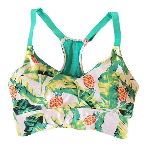WILDFOX SWEAT Pineapple Collins Sports Bra Green Yellow White Sz Small - Picture 5 of 9